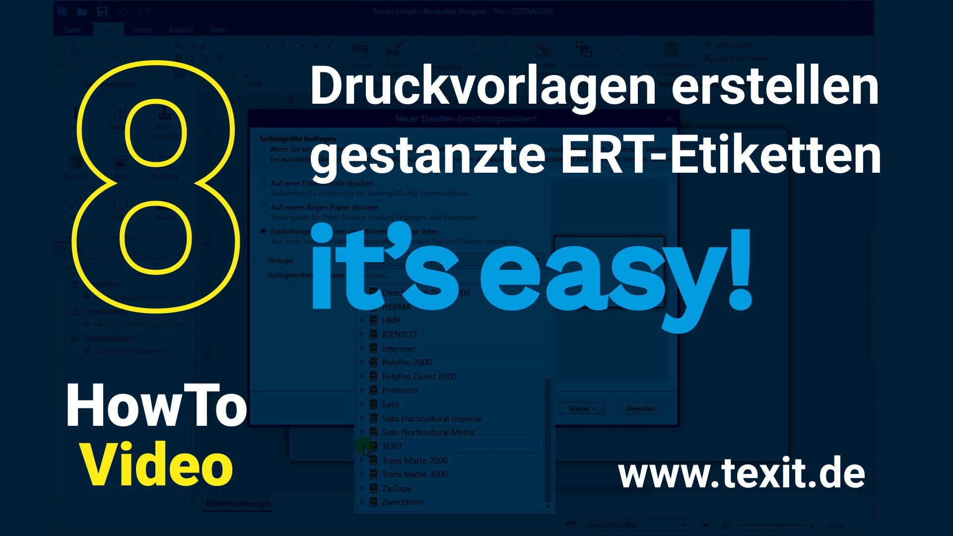 Załaduj wideo: Texit How To - Tworzenie szablonu wydruku dla wycinanych etykiet ERT